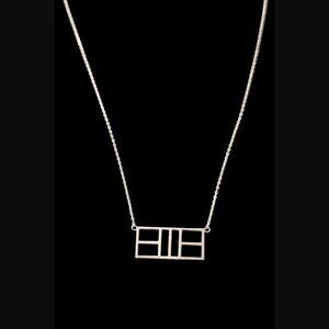 Double Take 925 Sterling Silver Pickle Ball Court 23.8mm Pendant 19" Necklace